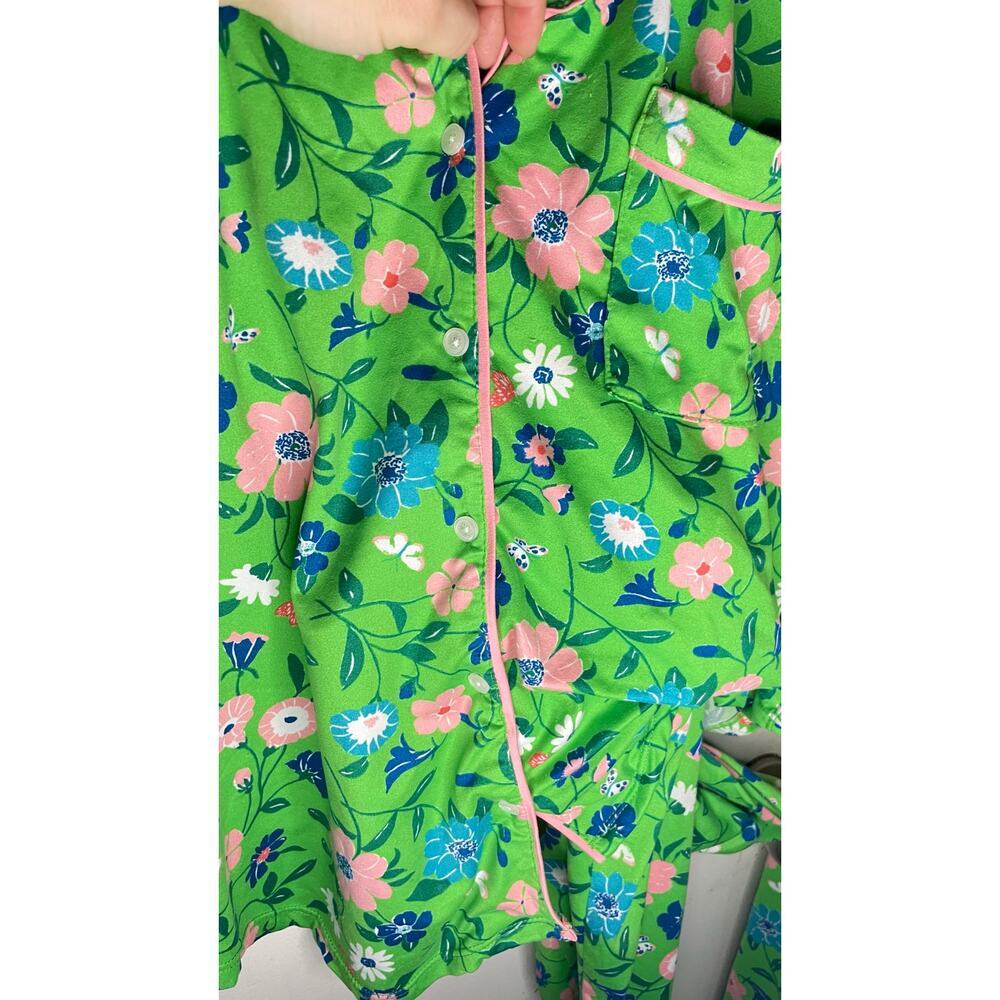 Kate Spade Floral Pajama Set – Green Button-Up Top & Pants - Picture 7 of 11